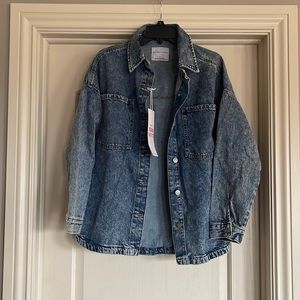 Oversized washed denim shacket